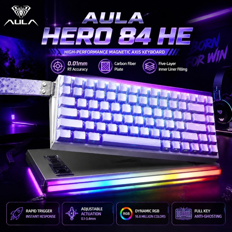 Gaming Keyboard Hall Effect Switches - Механическая игровая клавиатура AULA HERO84 с