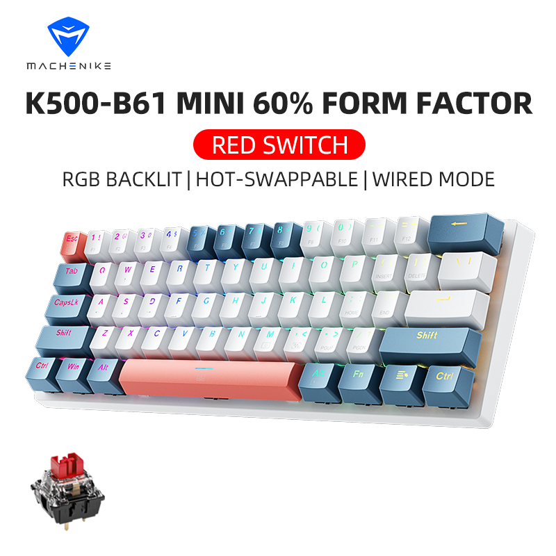 Gaming Keyboard Blue - K500-B61 Мини-механическая клавиатура Machenike, 60% пресс-фактор,
