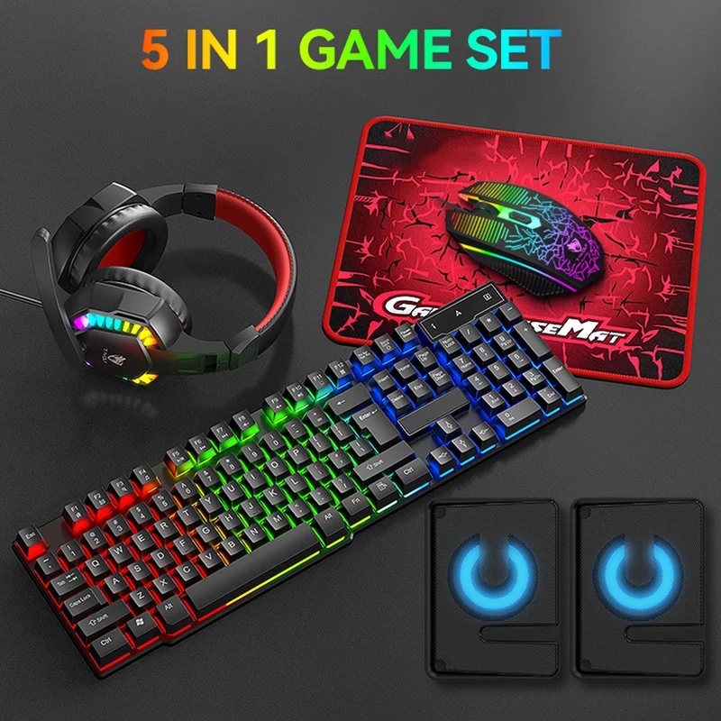 Gaming Keyboard And Mouse Combo - Игровой набор 5-в-1: клавиатура, мышь с