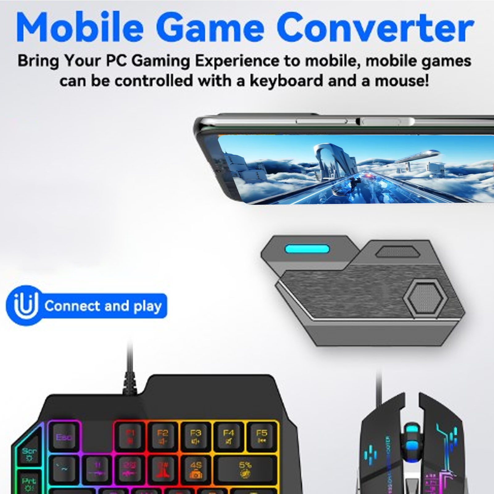 Gaming Keyboard And Mouse Combo - Комбинированный пакет для мобильных игр, подключение