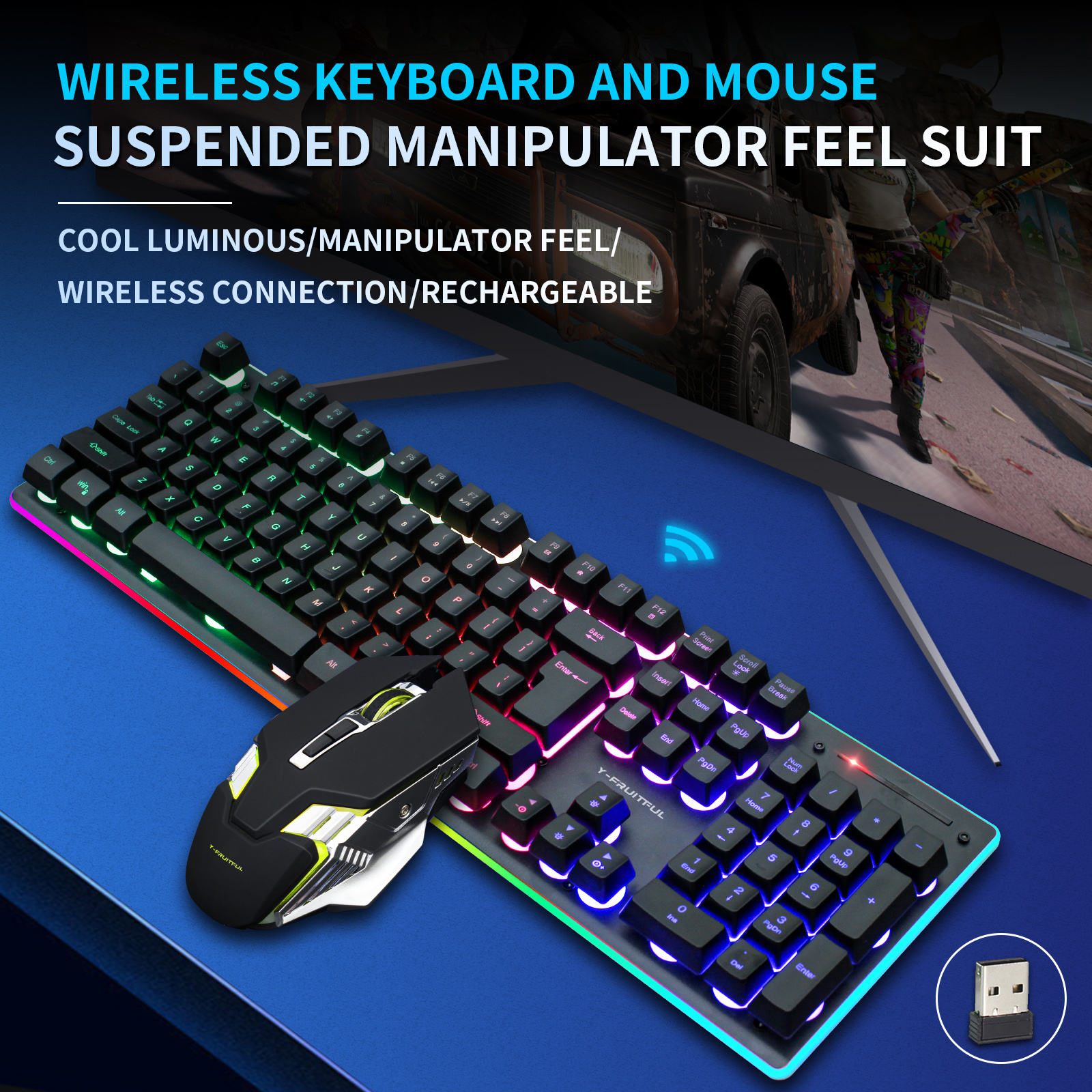 104 клавиши RGB Компьютерная б – обзор и цена Gaming Keyboard And Mouse Combo Wireless