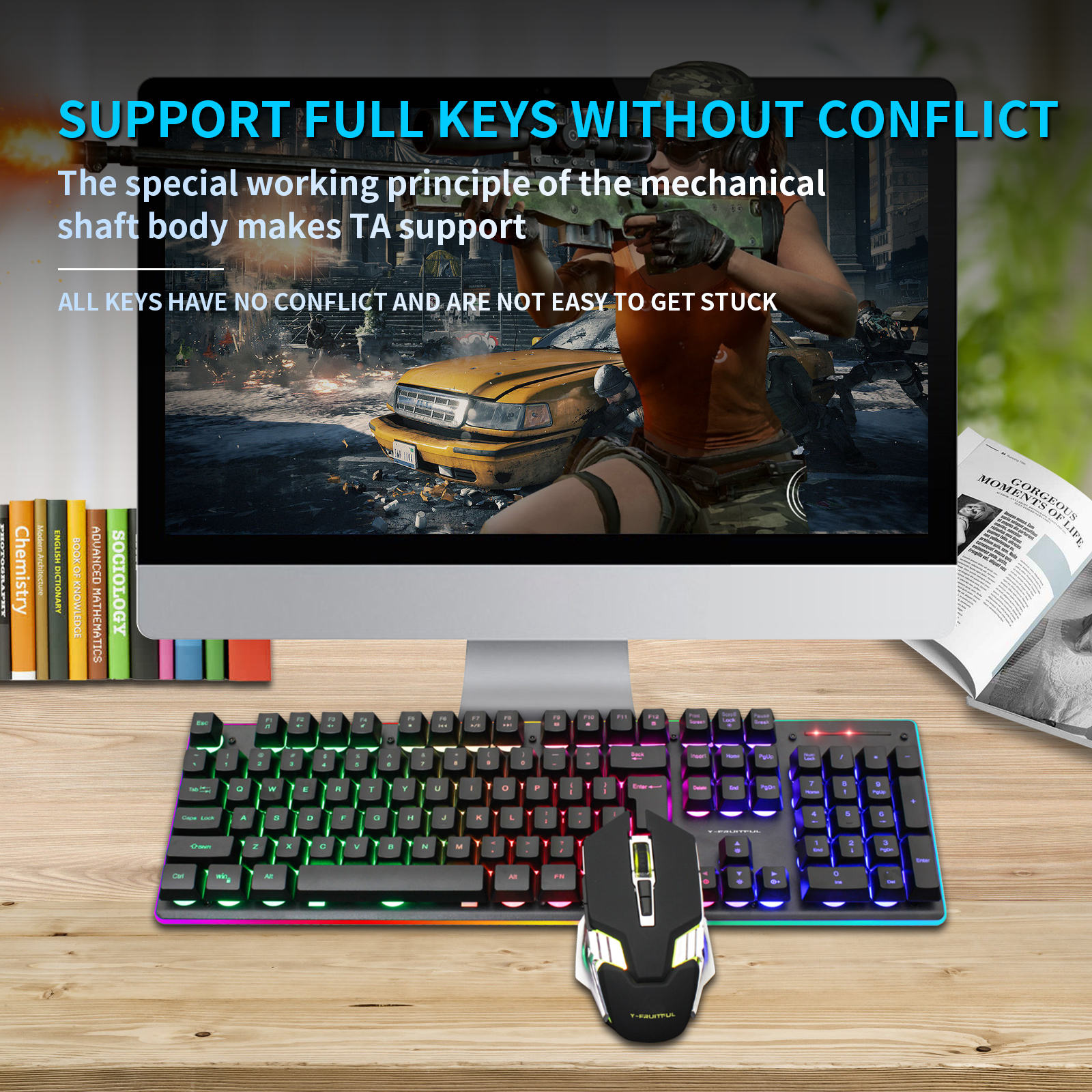 104 клавиши RGB Компьютерная б – обзор и цена Gaming Keyboard And Mouse Combo Wireless