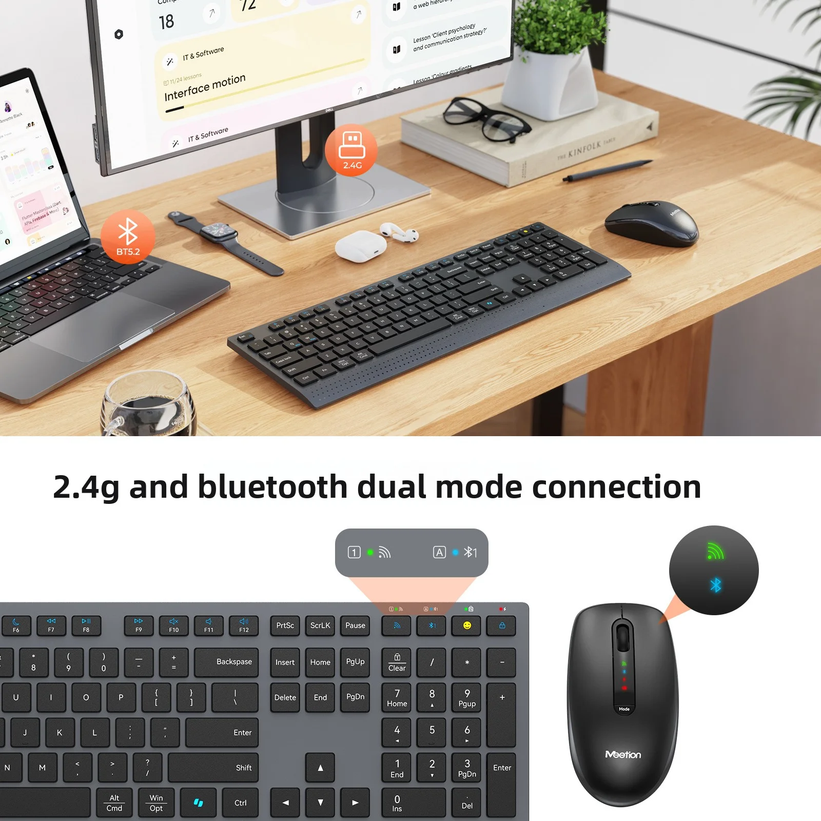 2,4G Bluetooth двухрежимная бе – обзор и цена Gaming Keyboard And Mouse Combo Wireless